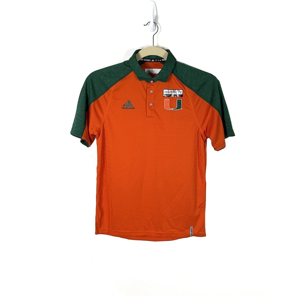 Adidas Miami Hurricanes UM Sideline ACC Polo Shirt‎ Climacool Sm New NCAA